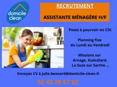 Recrutement assistante ménagère H/F